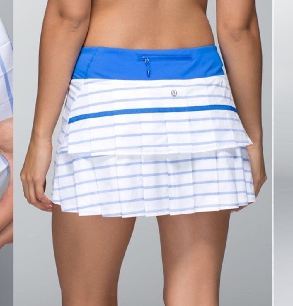 Rare Sz 10 Lululemon Run: Pace Setter Skirt Deauville Stripe Pipe Dream Blue EUC